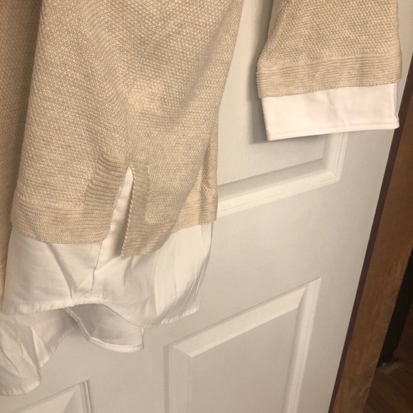 NWOT…Foxcroft Beige and white 2fer sweater top. Size XL. - Picture 8 of 11
